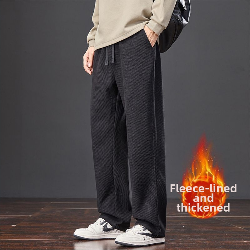 Meeste kootud ruuduline püksid sügistalveks, puuvillane, kõrge vöökohaga, sirge lõige, pikad