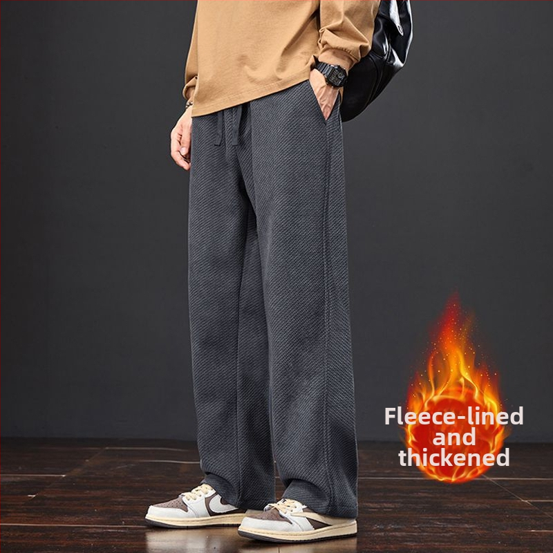 Meeste kootud ruuduline püksid sügistalveks, puuvillane, kõrge vöökohaga, sirge lõige, pikad