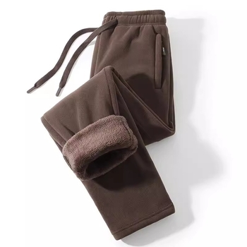 Meeste talvised spordijalatsid, paksenenud fliisiga, sirge lõige, keskmine vöökoht, nööriga kinnitamine