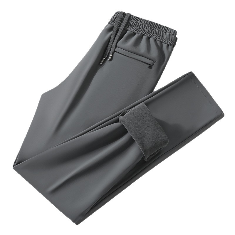 Панталони за мъже на средна възраст, ежедневни, права кройка, подплатени с флис, зима 2025.