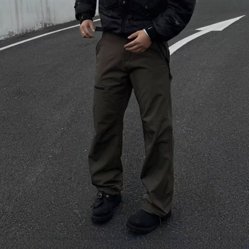 Matkamiseks fleece-voodriga püksid, sirge lõige, kõrge vöökoht, nailonist mägimaterjal