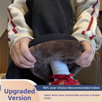 Corduroy kelnės su fleece pamušalu, tiesus kirpimas, vidurio juosmuo, paaugliai, Korėjos stilius, žiemai