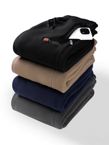 Χειμερινά παντελόνια φλις με επένδυση, παχιά, αντιανεμικά, ίσια γραμμή, μέση μεσαία