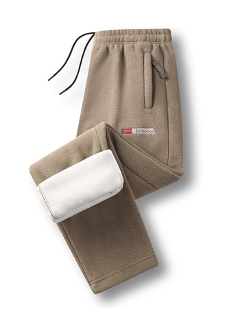 Χειμερινά παντελόνια φλις με επένδυση, παχιά, αντιανεμικά, ίσια γραμμή, μέση μεσαία