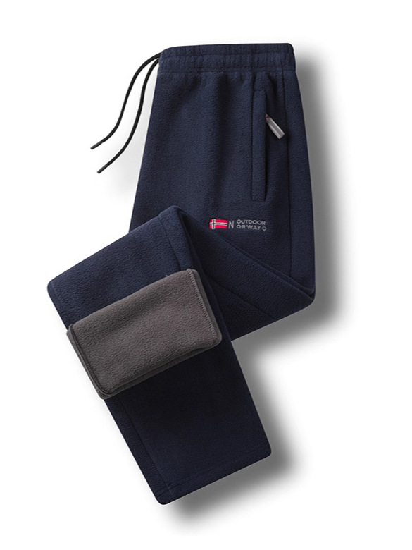 Χειμερινά παντελόνια φλις με επένδυση, παχιά, αντιανεμικά, ίσια γραμμή, μέση μεσαία