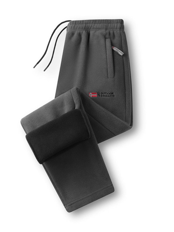 Χειμερινά παντελόνια φλις με επένδυση, παχιά, αντιανεμικά, ίσια γραμμή, μέση μεσαία