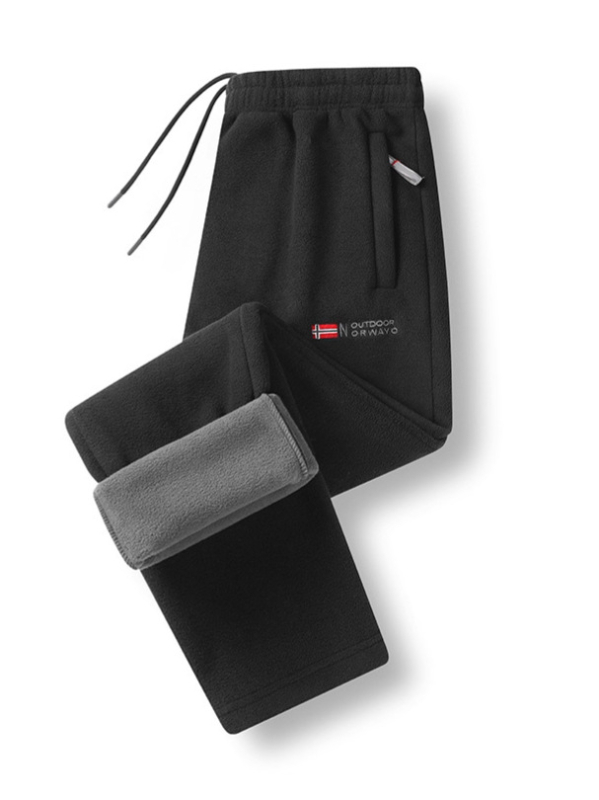 Χειμερινά παντελόνια φλις με επένδυση, παχιά, αντιανεμικά, ίσια γραμμή, μέση μεσαία