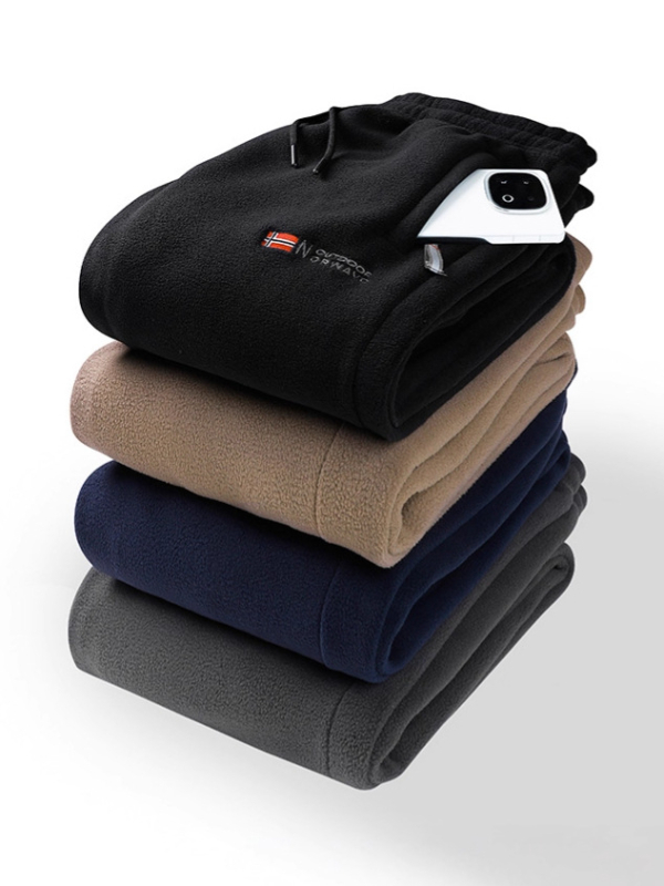 Χειμερινά παντελόνια φλις με επένδυση, παχιά, αντιανεμικά, ίσια γραμμή, μέση μεσαία