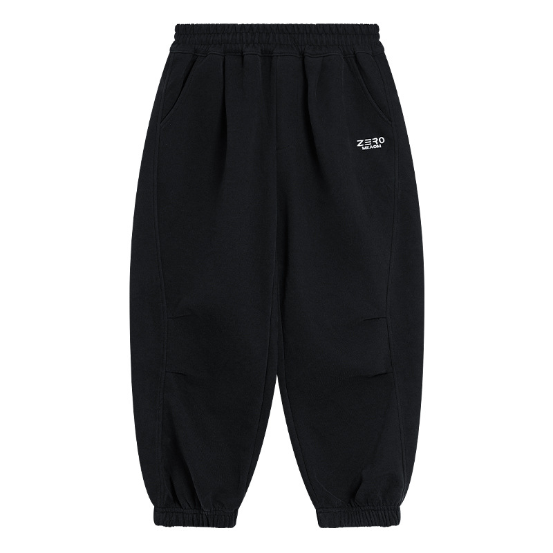 Зимни спортни панталони за момчета с флисово подслояване, 52% памук, средна талия и ластична лента, меко обработена материя, зима 2025