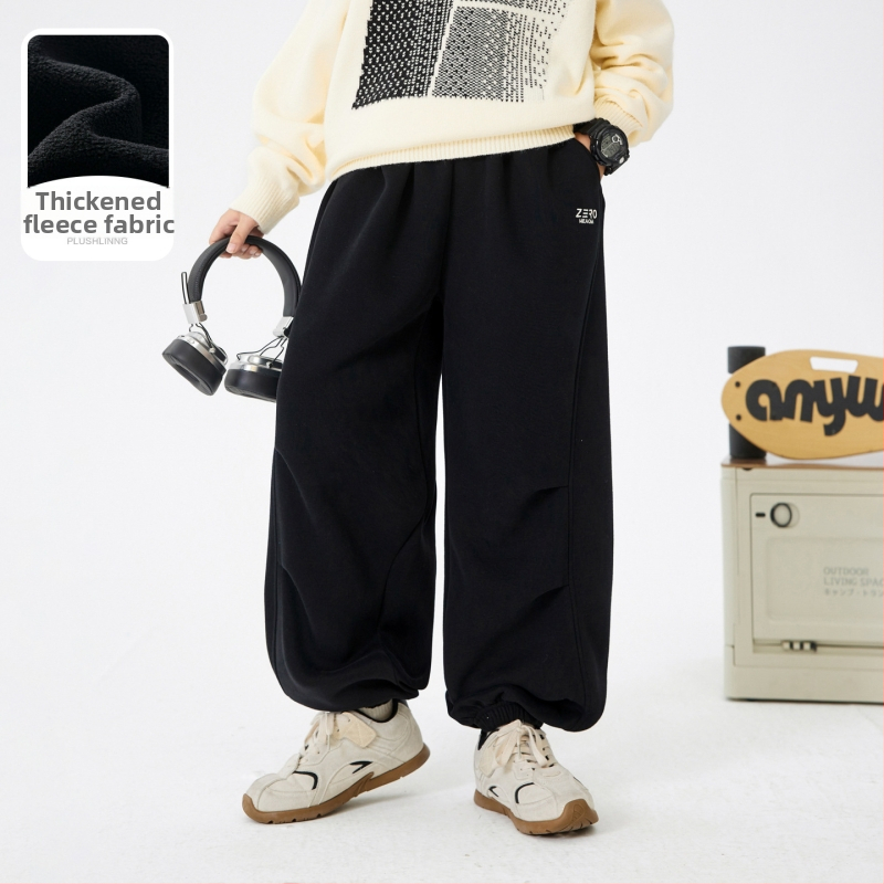 Poiste talvised sportpüksid fleece-vooderduse, 52% puuvill, keskmise vöökoht elastse vööga, pehme töötlemisega kangas, talv 2025