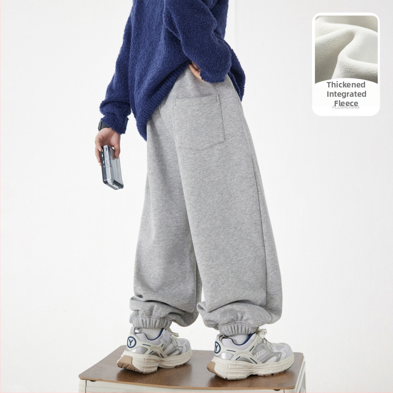 Korea stiilis poiste dressipüksid fliisvoodriga, talve 2025, 63% puuvill, keskmine vöökoht elastne, tähtedega muster