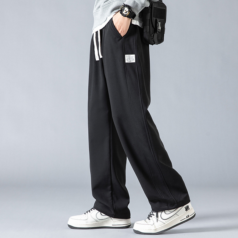 Meeste sportlikud püksid sirge lõikega, paks polüestri kangas, nööriga kinnitusega, talvise igapäevaseks kandmiseks