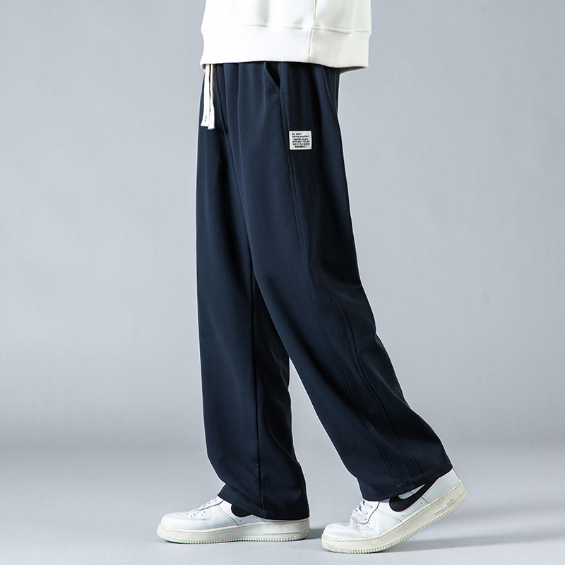 Meeste sportlikud püksid sirge lõikega, paks polüestri kangas, nööriga kinnitusega, talvise igapäevaseks kandmiseks