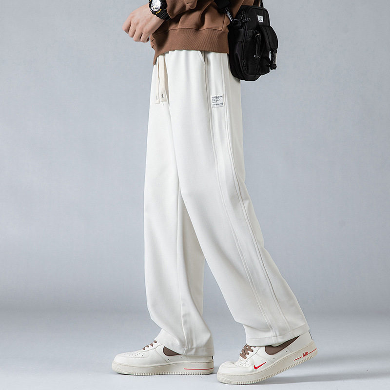 Meeste sportlikud püksid sirge lõikega, paks polüestri kangas, nööriga kinnitusega, talvise igapäevaseks kandmiseks