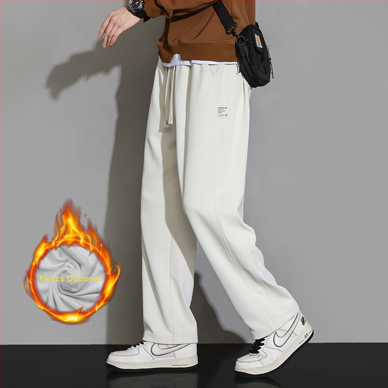 Meeste sportlikud püksid sirge lõikega, paks polüestri kangas, nööriga kinnitusega, talvise igapäevaseks kandmiseks