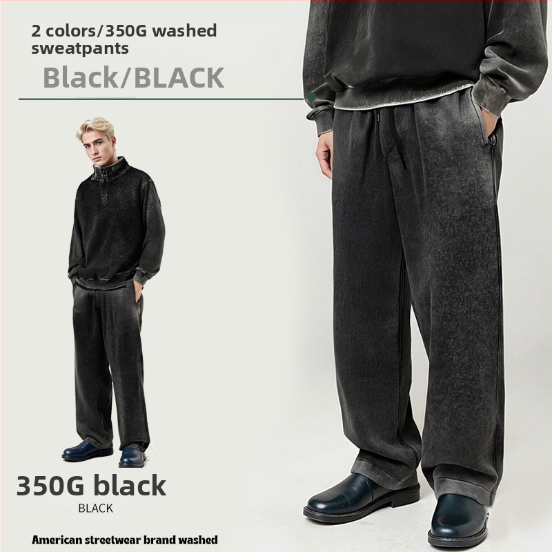 Pamukaste casual hlače, labav kroj, 90% pamuk, srednje visoki pojas sa vezicom, washed vintage završna obrada
