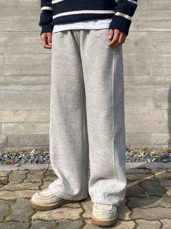MYQ sive muške zimske hlače ravnog kroja, širokih nogavica, korejski stil, do poda