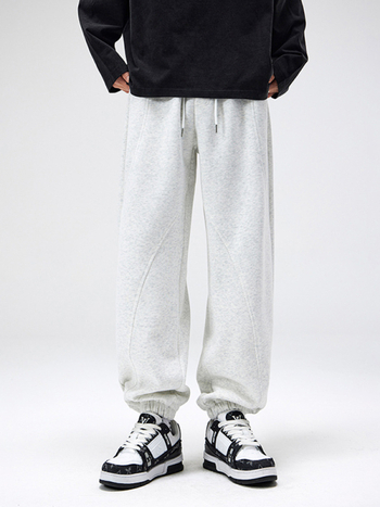 Meeste patchwork džoggerid, fliisvooder sees, talvised, sirge lõikega, puuvillase-poliesteri segu 60/40