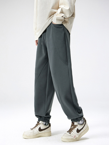 Meeste patchwork džoggerid, fliisvooder sees, talvised, sirge lõikega, puuvillase-poliesteri segu 60/40