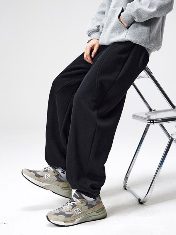 Meeste patchwork džoggerid, fliisvooder sees, talvised, sirge lõikega, puuvillase-poliesteri segu 60/40