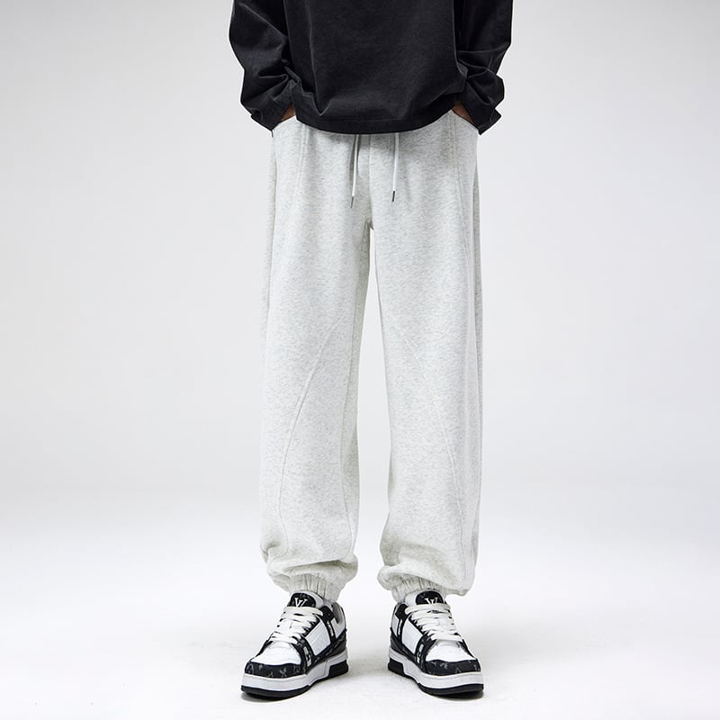 Meeste patchwork džoggerid, fliisvooder sees, talvised, sirge lõikega, puuvillase-poliesteri segu 60/40