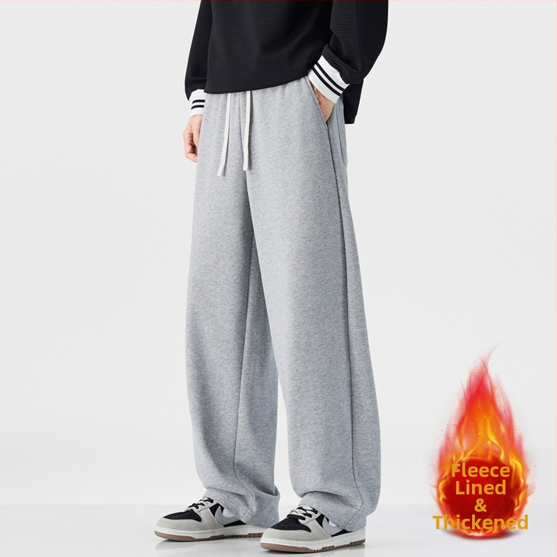 Vyriski sportiniai treninginiai kelniai su fliso pamušalu, tiesaus kirpimo, vienos spalvos, medvilnės-poliesterio mišinys 61,2%/38,8%, vidurinė juosmens, ruduo 2025