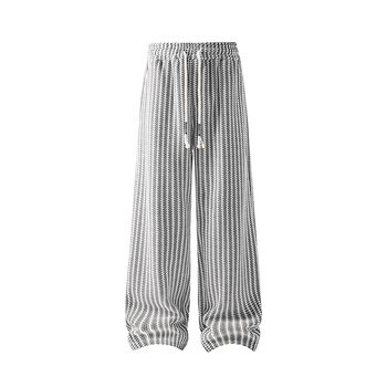 Muške hlače s uzorkom riblje kosti, Chanel-inspiriran stil, fleece podstava, debeli pleteni trenir hlače zimi, opuštenog ravnog kroja