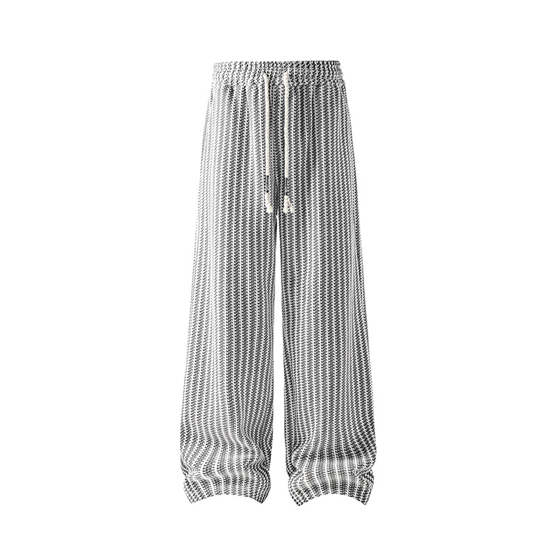 Muške hlače s uzorkom riblje kosti, Chanel-inspiriran stil, fleece podstava, debeli pleteni trenir hlače zimi, opuštenog ravnog kroja