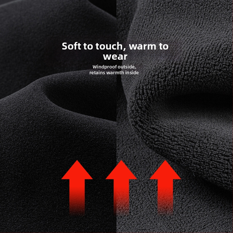 Pánske nohavice s fleecovým materiálom z ovčieho fleecu, voľný strih, vysoký pás, vetruodolné, každodenné zimné nohavice