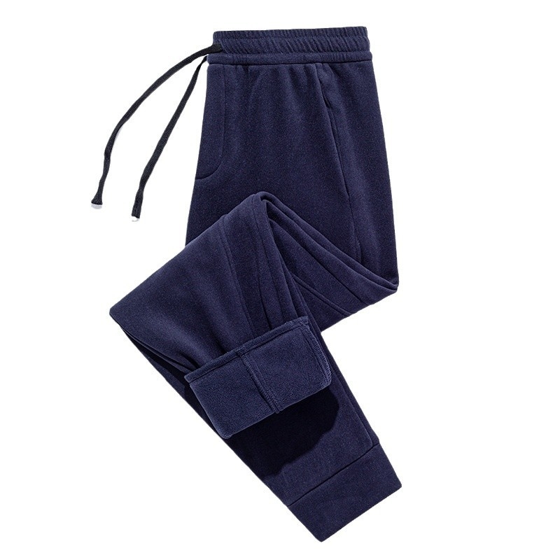 Meeste lamb fleece vooderdusega püksid, laia lõikega, kõrge vöökoht, tuulekindlad talvised vabaajapüksid