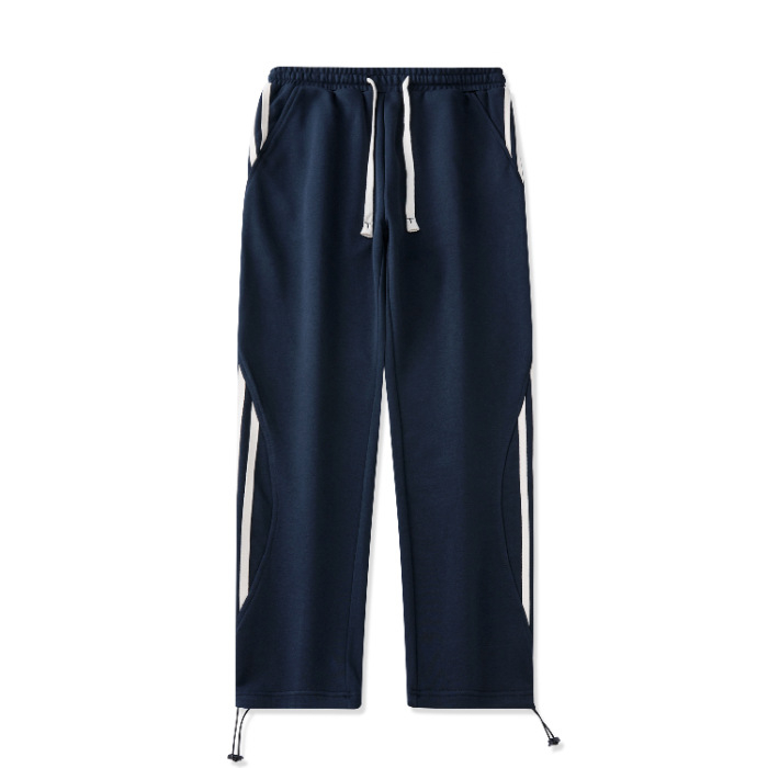 Meeste fleece-vooderdatud sirge lõikega püksid, veluurist puuvillase segust (82% puuvill, 18% polüester), keskmiselt kõrge vöö, vaba lõige, talviseks kasutamiseks, sügisel 2024 väljaanne