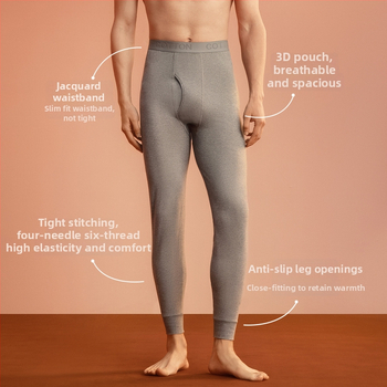 Meeste 100% puuvillast baasaluspesu – pikkade jalgadega aluspesu, kahekihiline, kiiresti kuivav, hingav, hoiab sooja.