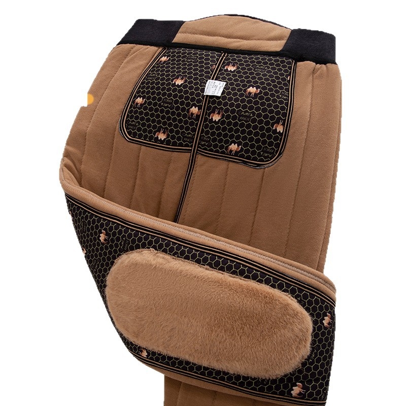 Meeste ekstra-paksud fleecevoodriga termo püksid, kõrge vöökoht, kolmekihiline kationiline polüester, veluurvooder, hoiavad sooja talvel