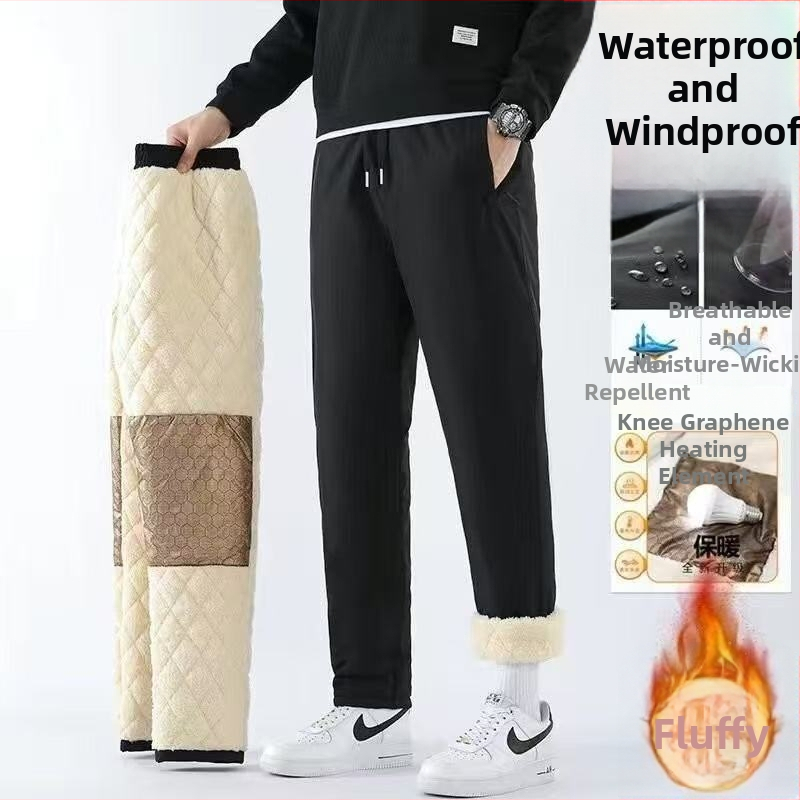 Meeste talve spordipüksid fleece-voodriga, vaba lõige, keskmine talje, köidiku sulgemine, polüesterkangas