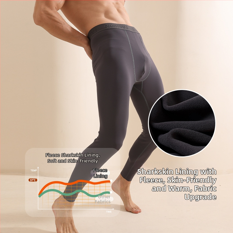 Meeste fliisvooderiga nailon-spandex termilised püksid, paksus 251–300 g/m², ühekihilised, soojad