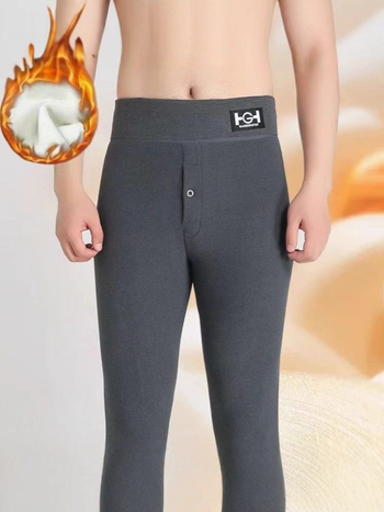 Colanți termici cu fleece, amestec poliesters-elastan, groși și calzi, talie înaltă, croială slim, lungime 9/10