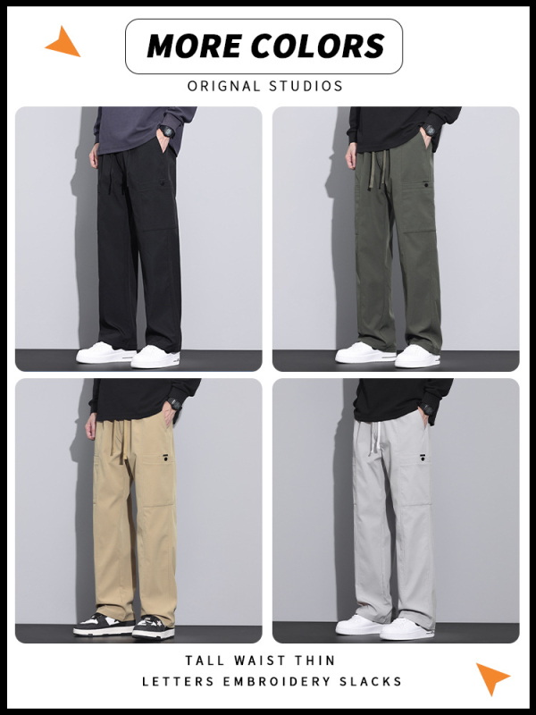 Muške hlače za posao i slobodno vrijeme s fleec podstavom, široki kroj, srednji struk, pojas i vezanje, elastan poliester mješavina, više džepova, dugačke