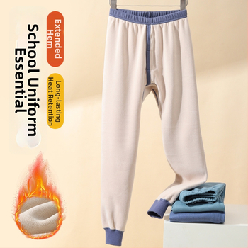 Noorte poiste soojad fleecevooderpüksid – polüester, paks materjal, ühevärvilised, pikad püksid.