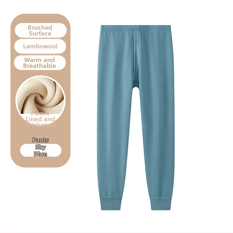 Noorte poiste soojad fleecevooderpüksid – polüester, paks materjal, ühevärvilised, pikad püksid.