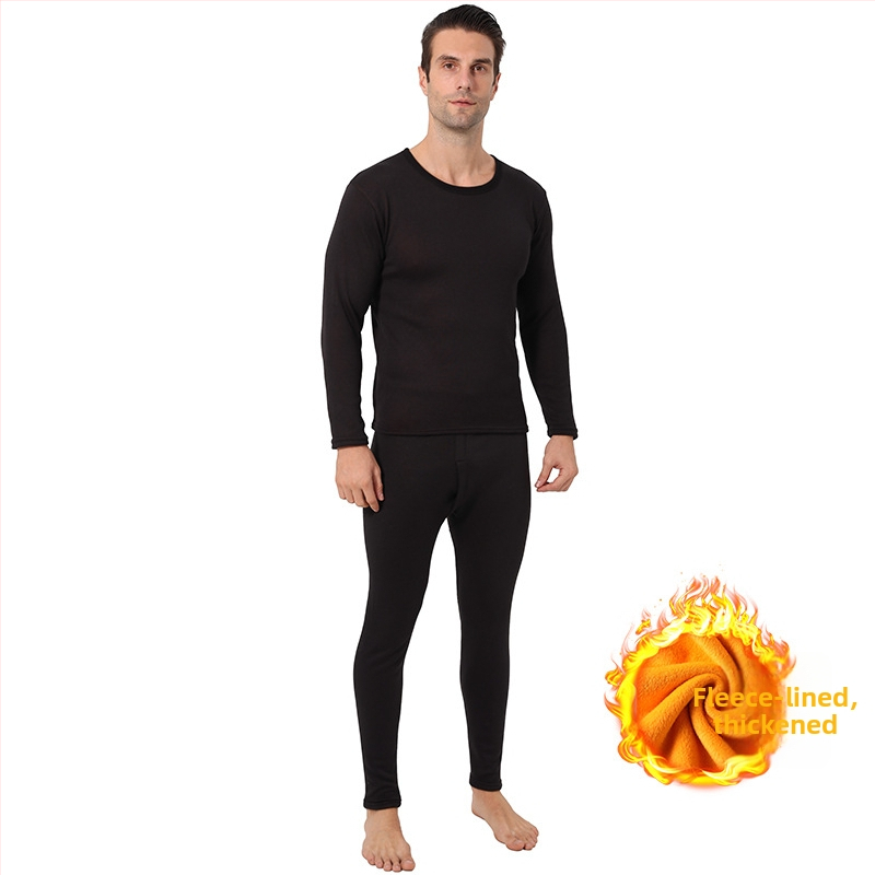 Unisex termiline komplekt puuvillast, sisemine fleece vooder, topeltkiht, 201-250 g/m2, ümmargune kaelus, pullover ja püksid