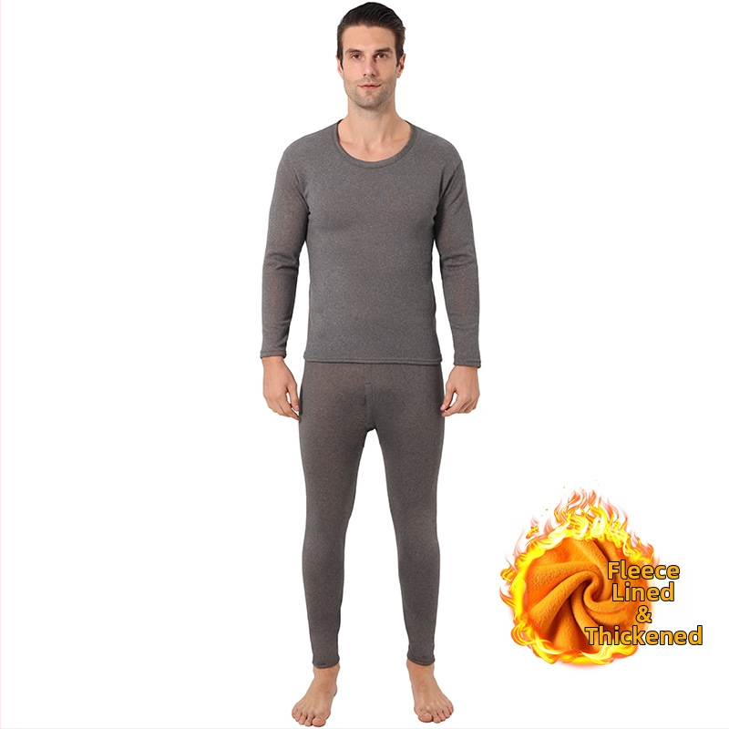 Unisex termiline komplekt puuvillast, sisemine fleece vooder, topeltkiht, 201-250 g/m2, ümmargune kaelus, pullover ja püksid