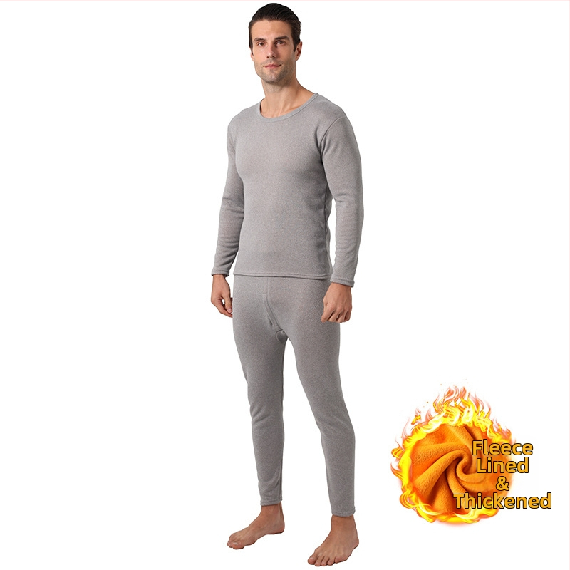 Unisex termiline komplekt puuvillast, sisemine fleece vooder, topeltkiht, 201-250 g/m2, ümmargune kaelus, pullover ja püksid