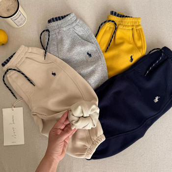 Детски памучни дълги панталони с мека обработка, еластична талия, за деца 1–3 години