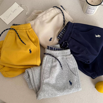 Детски памучни дълги панталони с мека обработка, еластична талия, за деца 1–3 години