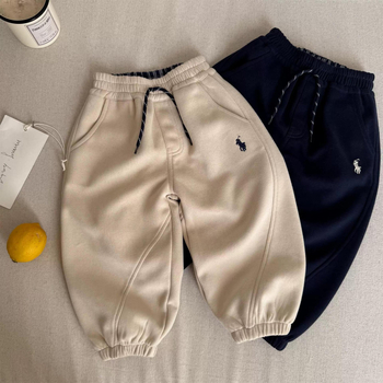 Детски памучни дълги панталони с мека обработка, еластична талия, за деца 1–3 години