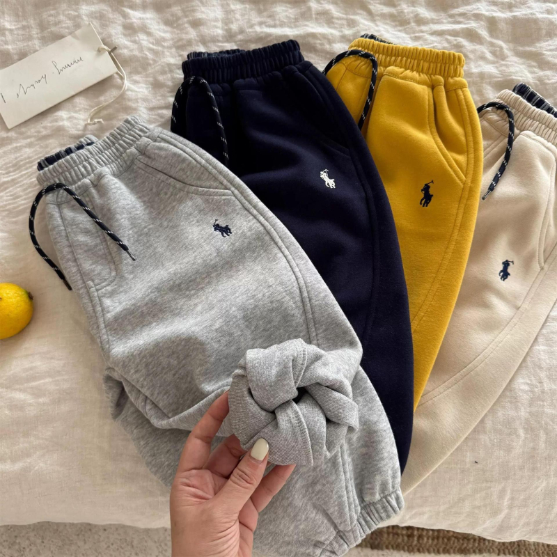 Детски памучни дълги панталони с мека обработка, еластична талия, за деца 1–3 години