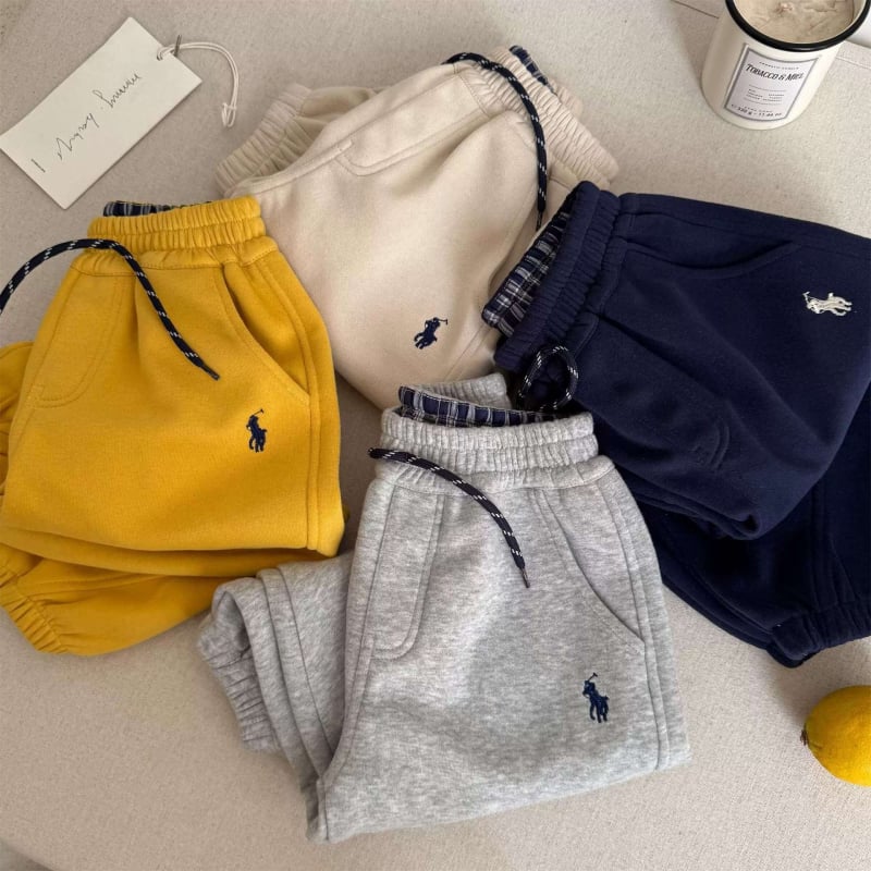 Детски памучни дълги панталони с мека обработка, еластична талия, за деца 1–3 години