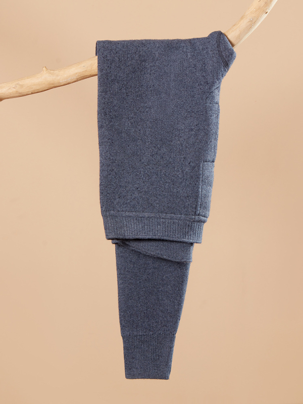 Pantaloni din lână pentru unisex, talie înaltă, protecție la genunchi și talie, dublu strat cu căptușeală de catifea, fără cusături, izolație termică