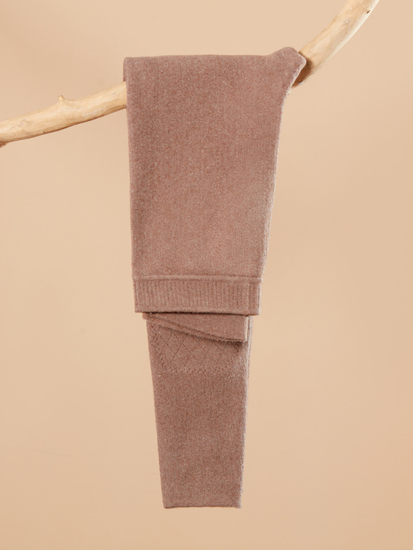 Pantaloni din lână pentru unisex, talie înaltă, protecție la genunchi și talie, dublu strat cu căptușeală de catifea, fără cusături, izolație termică