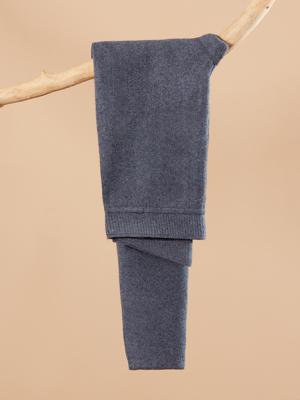 Pantaloni din lână pentru unisex, talie înaltă, protecție la genunchi și talie, dublu strat cu căptușeală de catifea, fără cusături, izolație termică